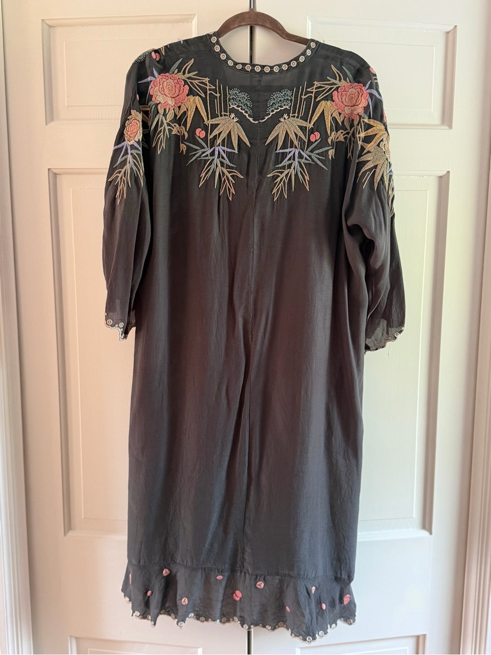 Johnny Was Embroidered Dark Gray Embroidered Floral Dress - Picture 3 of 4